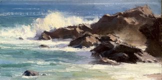 Frank Serrano Pacific Coast Study seascape ocean crashing waves coastline beach surf landscape oil painting