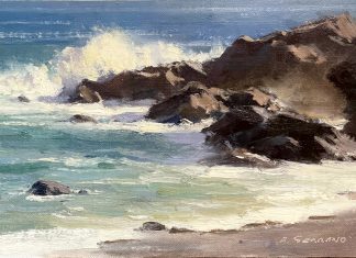 Frank Serrano Pacific Coast Study seascape ocean crashing waves coastline beach surf landscape oil painting
