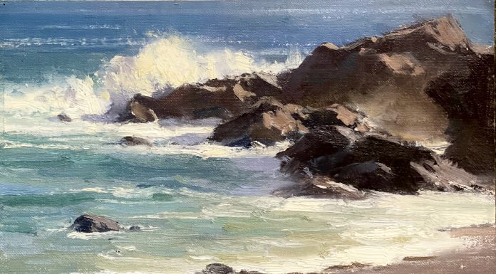 Frank Serrano Frank Serrano Pacific Coast Study seascape ocean crashing waves coastline beach surf landscape oil painting