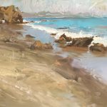 Ignat Ignatov Rocky Shoreline seascape ocean crashing waves beach rocks sky landscape oil painting