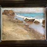 Ignat Ignatov Rocky Shoreline seascape ocean crashing waves beach rocks sky landscape oil painting framed