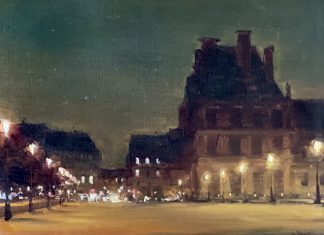 Jesse Powell Paris The Louvre France museum architecture architectural building landscape oil painting