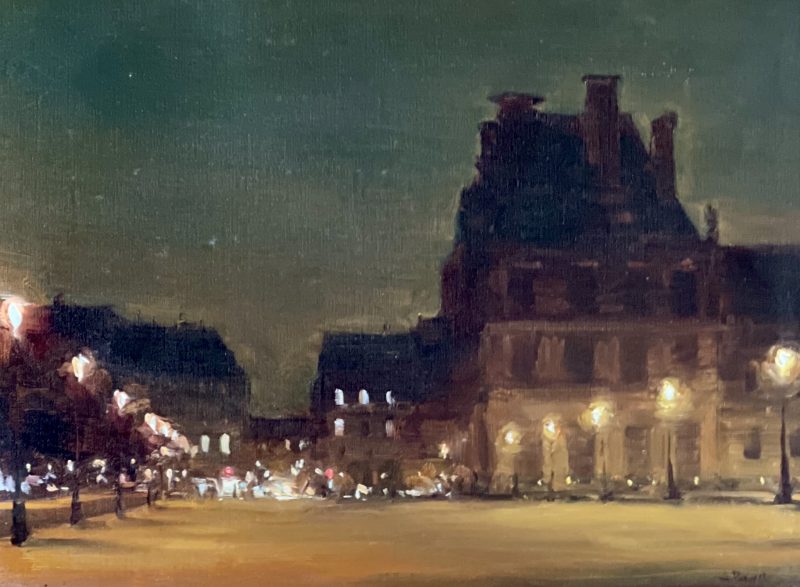 Jesse Powell Paris The Louvre France museum architecture architectural building landscape oil painting