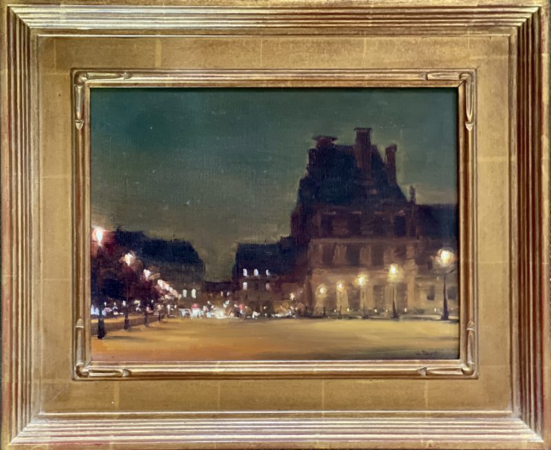 Jesse Powell Paris The Louvre France museum architecture architectural building landscape oil painting framed