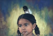 Karen Noles Salish Rose Native American Indian girl woman child squaw portrait western pastel painting