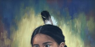 Karen Noles Salish Rose Native American Indian girl woman child squaw portrait western pastel painting