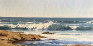Matt Smith California seascape ocena crashing waves beach surf surfing landscape oil painting