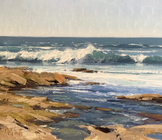 Matt Smith California seascape ocena crashing waves beach surf surfing landscape oil painting