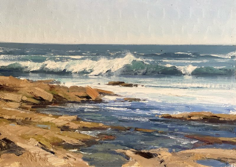 Matt Smith California seascape ocena crashing waves beach surf surfing landscape oil painting