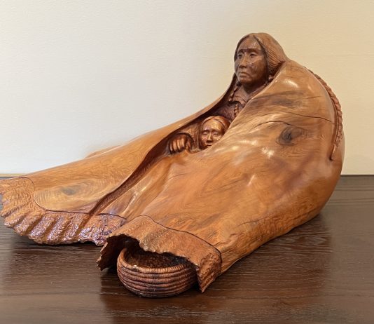 Bob Boomer Blanketed With Love Native American Indian blanket pottery pot western woodcarving