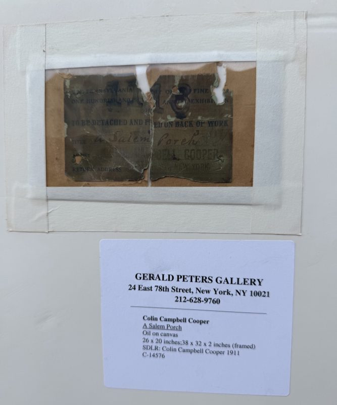Colin Cooper Campbell A Salem Porch architecture home house Massachusetts oil painting tags on back