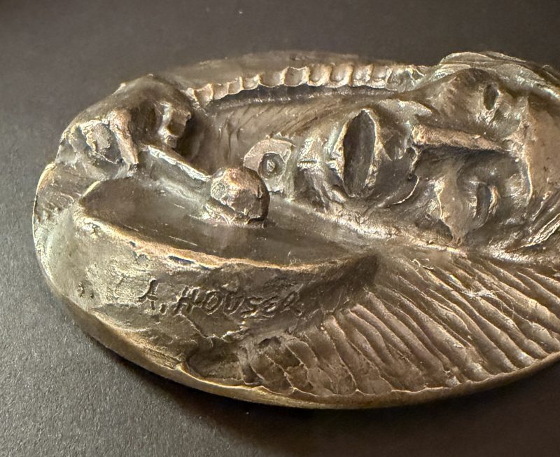 Allan Houser medallion Native American Indian drummer Artists of America 1989 Denver Rotary Club western bronze close up signature