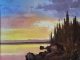 Michael Coleman Black Bear Family lake wildlife oil painting sunset sunrise wilderness forest trees