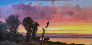 “Buffalo Days” Michael Coleman Michael Coleman Buffalo Days lake trees wilderness forest wildlife oil painting