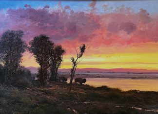 Michael Coleman Buffalo Days lake trees wilderness forest wildlife oil painting