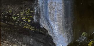 “Waterfall” Michael Coleman Michael Coleman Waterfall wilderness forest landscape oil painting