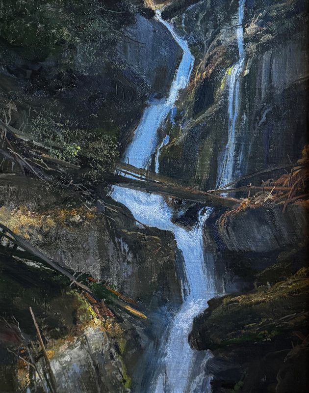 Michael Coleman "Tibble Fork Falls" wilderness forest stream river landscape oil painting