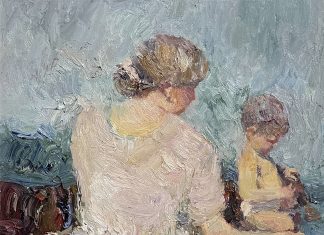 Dan McCaw Sea Shells baby child mother beach ocean seascape impressionism impressionistic figure figurative oil painting