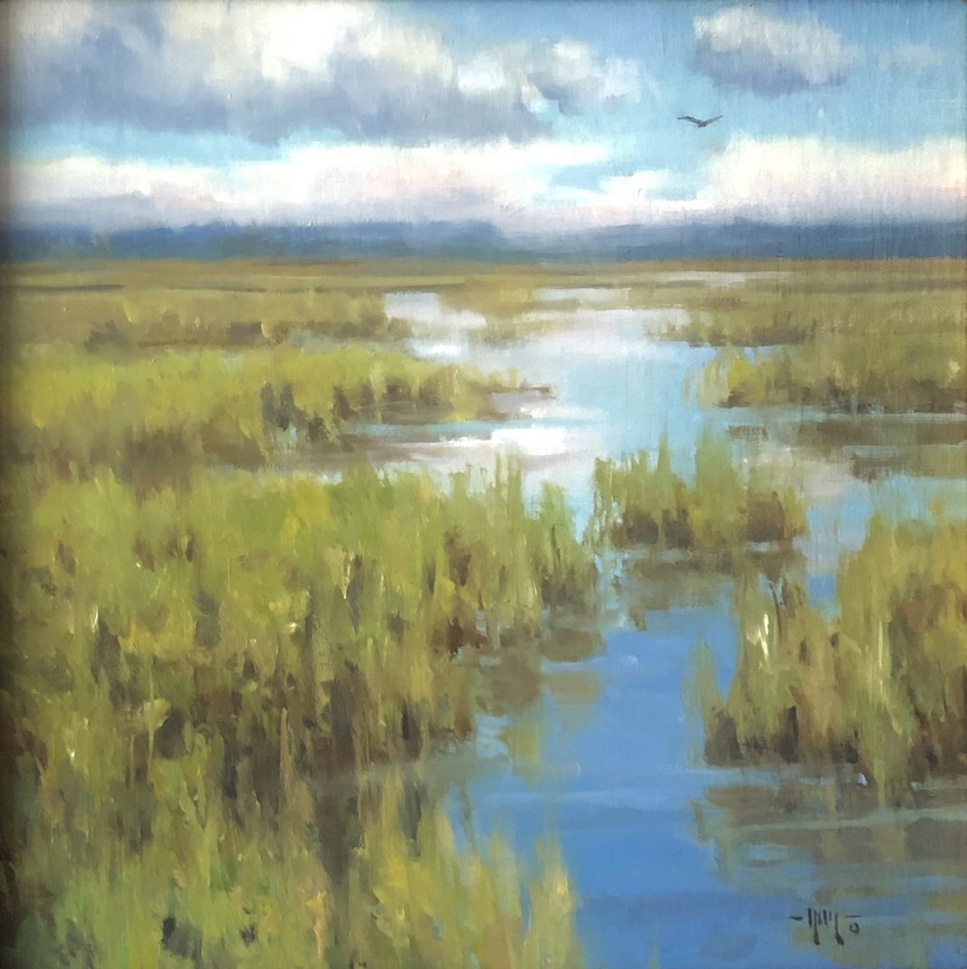 Keith Huey Tall Grass Florida everglades swamp river stream brook inlet landscape oil painting