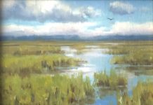 Keith Huey Tall Grass Florida everglades swamp river stream brook inlet landscape oil painting