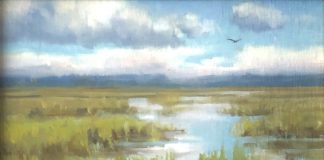 Keith Huey Tall Grass Florida everglades swamp river stream brook inlet landscape oil painting