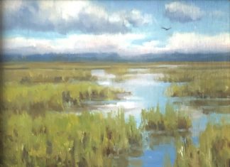 Keith Huey Tall Grass Florida everglades swamp river stream brook inlet landscape oil painting