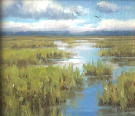 Keith Huey Tall Grass Florida everglades swamp river stream brook inlet landscape oil painting