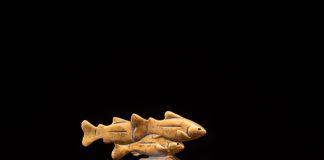 Tim Cherry Salmons A Foot grizzly fish lake stream river contemporary wildlife sculpture