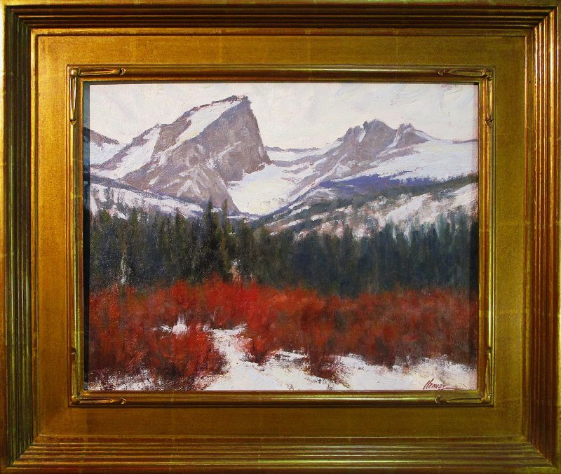 Lorenzo Chavez Spring Rocky Mountains snow high mountain winter western oil painting framed