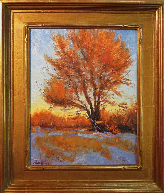 Lorenzo Chavez Tree Study winter spring snow fall foliage western oil painting framed
