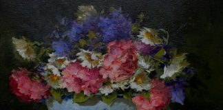 Linda Dobkin Feeling Fresh stillife still life daisy flower floral oil painting