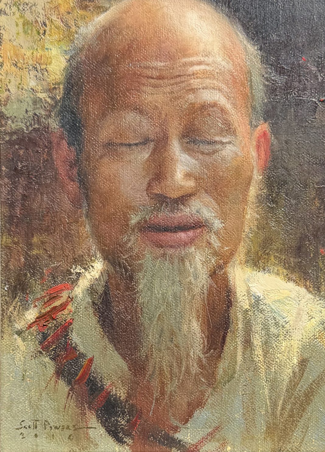 Scott Tallman Powers Contemplating Solutions portrait figure figurative Asian Chinese oil painting