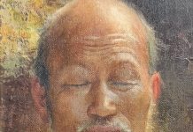 Scott Tallman Powers Contemplating Solutions portrait figure figurative Asian Chinese oil painting