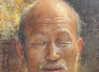 Scott Tallman Powers Contemplating Solutions portrait figure figurative Asian Chinese oil painting