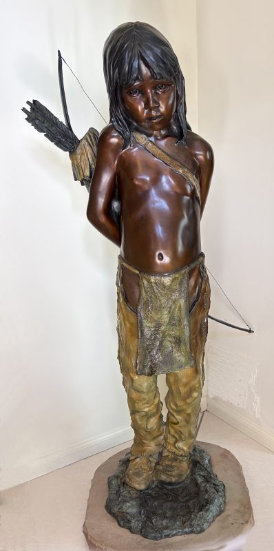 Walt Horton Bearfoot Native American Indian boy bow arrow warrior western bronze sculpture