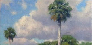 Keith Huey Florida everglades palm trees forest swamp oil landscape painting